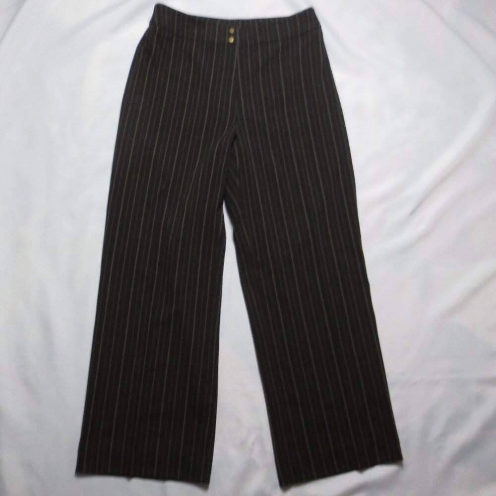 JONES NEW YORK SPORT womens PANTS straight leg TROUSERS brown STRIPED SIZE M